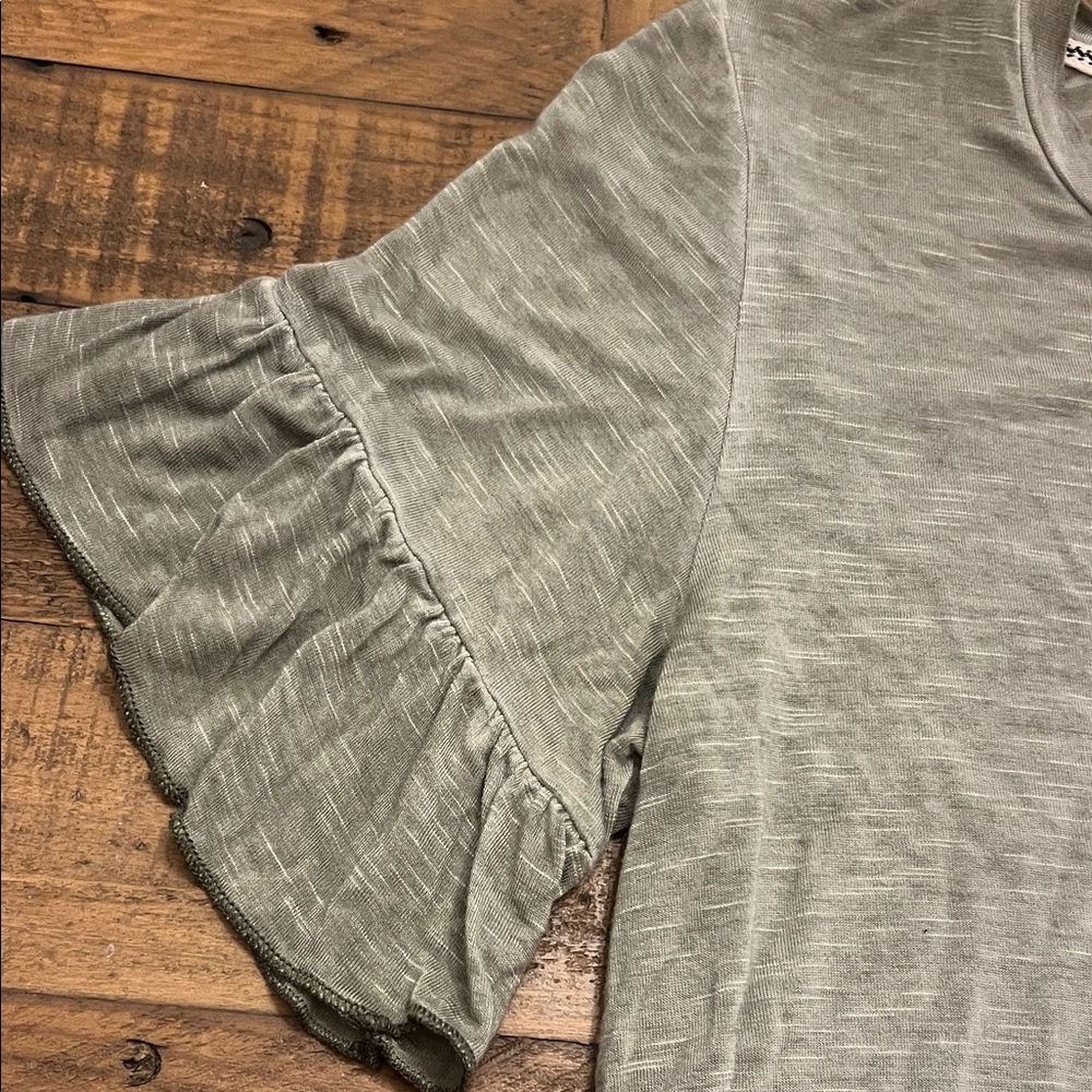 Elegant Ruffled Sleeve Top - Sage - Picture 3 of 5